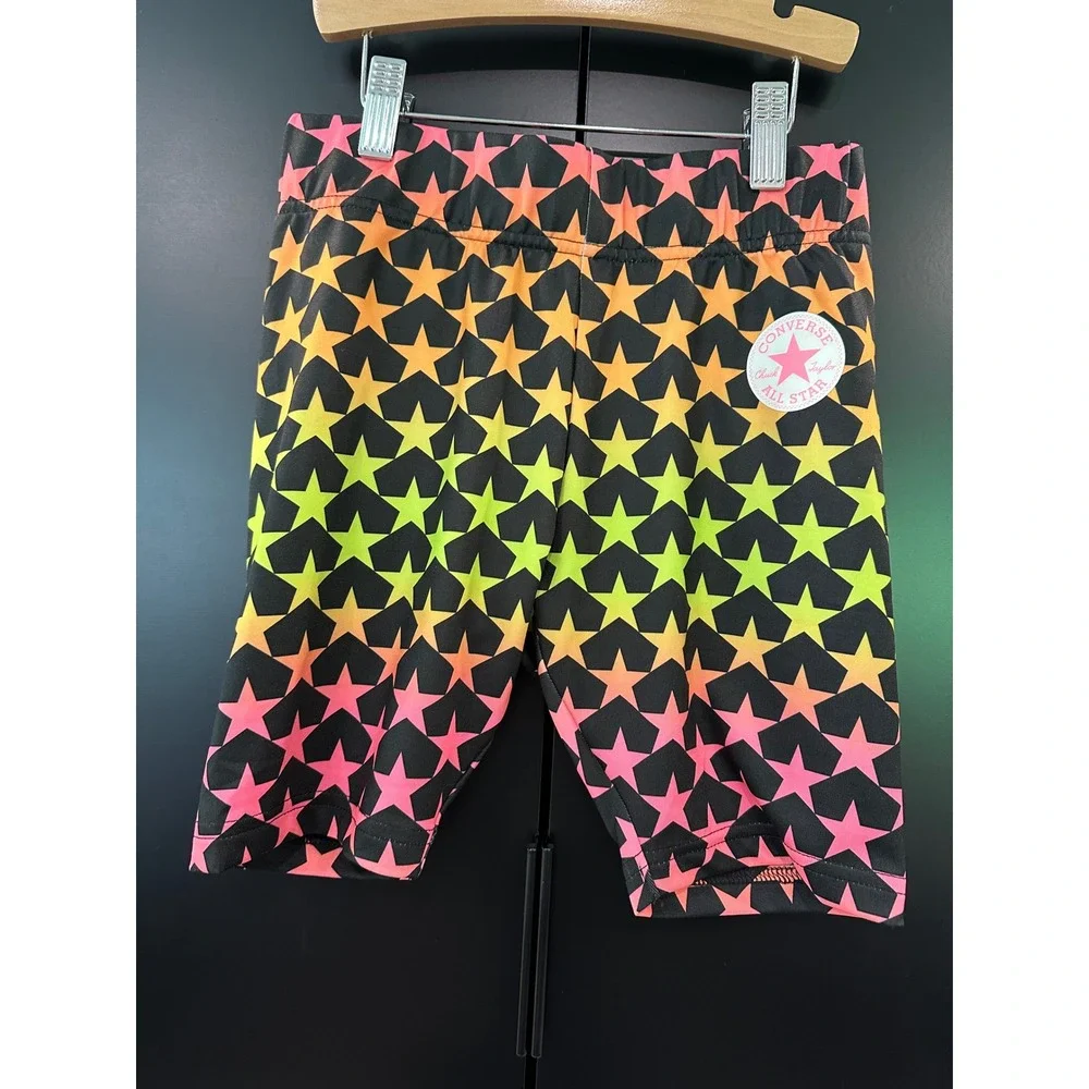 Converse Girls Neon Ombre Star Bike Shorts Black Multi Medium 10-12 4CA677-023